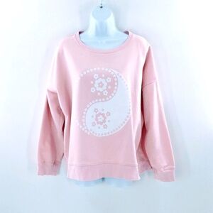 J. Crew Womens Cropped Sweatshirt Pink Oversized Terry Crewneck University Sz M